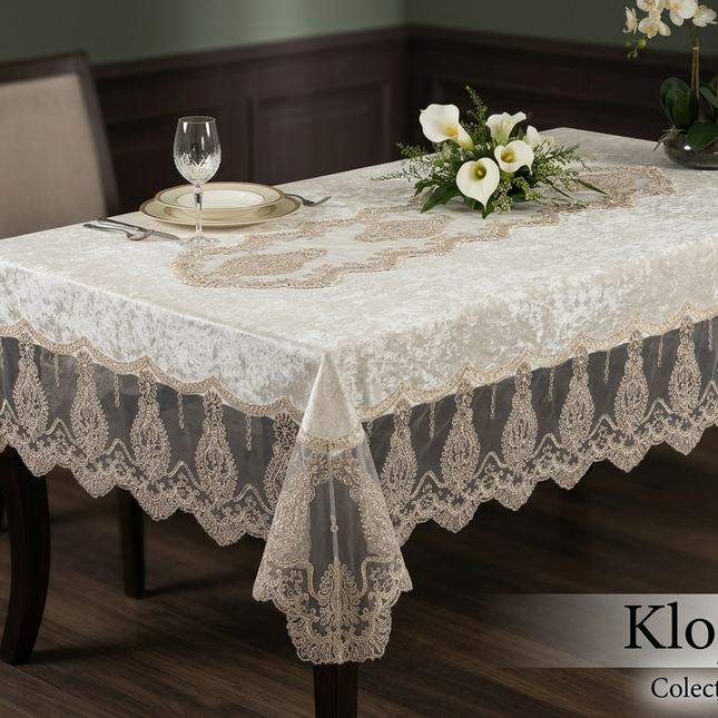Față de masă tip in cu broderie – 160x220 cm – Eleganță și Protecție desăvârșită, Cod: FMPS23