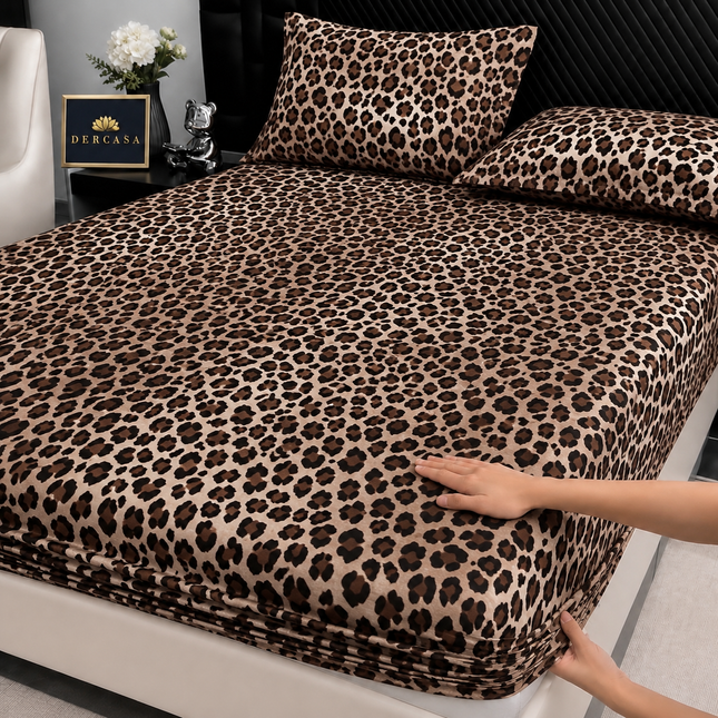 Husă de pat cu elastic din Bumbac Finet + 2 Fețe de Pernă, 180x200, Cod: DRW9