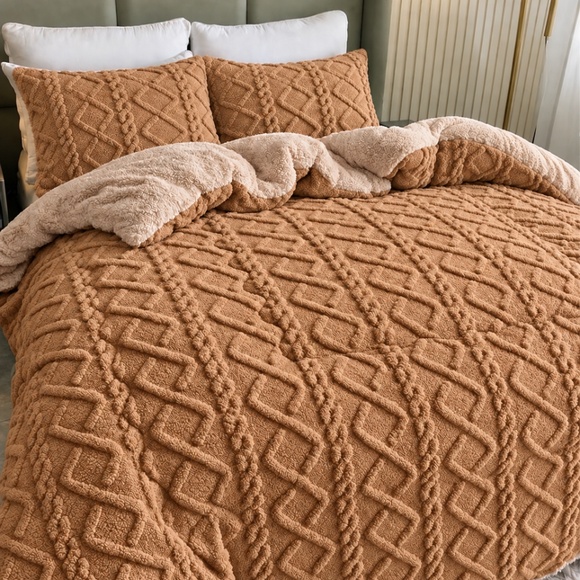 Set Pilotă Cocolino cu blăniță Sherpa – 200×230 cm + 2 Fețe de Pernă, Cod: MRK42