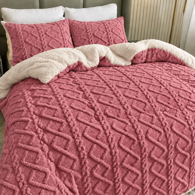 Set Pilotă Cocolino cu blăniță Sherpa – 200×230 cm + 2 Fețe de Pernă, Cod: MRK46