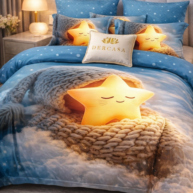 Lenjerie Premium cu efect panoramic 5D, cearșaf cu elastic, Cod: CDC-42