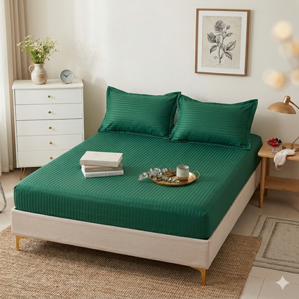 Husă de pat cu elastic din Damasc + 2 Fețe de Pernă, 180x200, Cod: DRM100