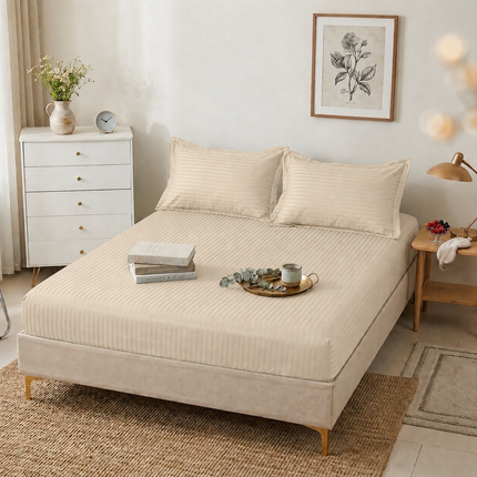 Husă de pat cu elastic din Damasc + 2 Fețe de Pernă, 180x200, Cod: DRM103