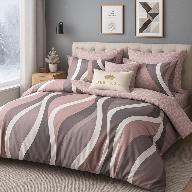 Lenjerie de Pat 6 Piese din Finet Moale cu Elastic, Cod: LNA52