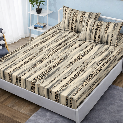 Husă de pat cu elastic din Bumbac Finet + 2 Fețe de Pernă, 140x200, Cod: DRM19