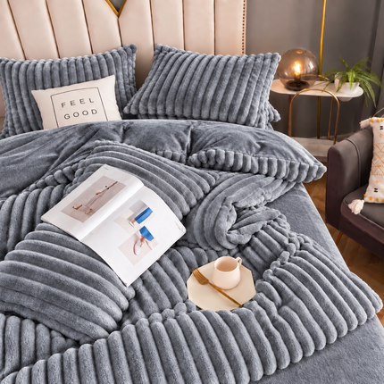 Set de Lux din blană de iepure artificială, 4 piese, Cod: BY81