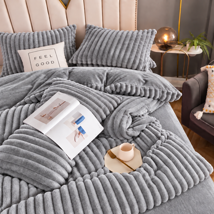 Set de Lux din blană de iepure artificială, 4 piese, Cod: BY80