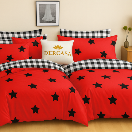 Set lenjerie pat – bumbac satinat, 7 piese, 2 huse pilotă, Cod: 7PS17