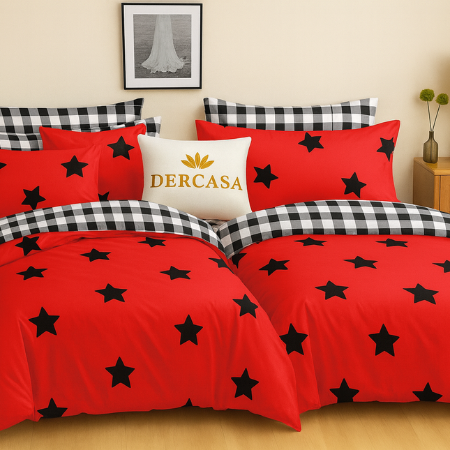 Set lenjerie pat – bumbac satinat, 7 piese, 2 huse pilotă, Cod: 7PS17