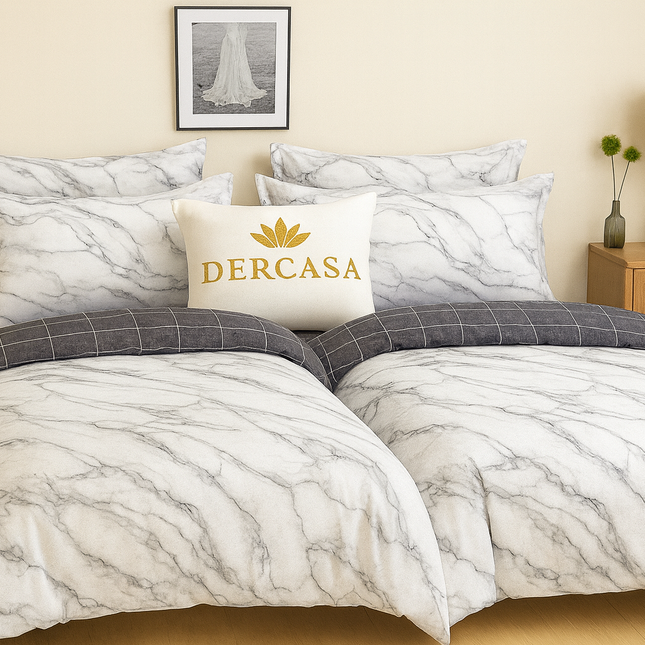 Set lenjerie pat – bumbac satinat, 7 piese, 2 huse pilotă, Cod: 7PS18