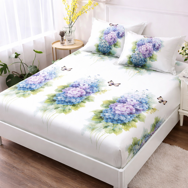 Husă de pat cu elastic din Bumbac Finet + 2 Fețe de Pernă, 180x200, Cod: DRM23