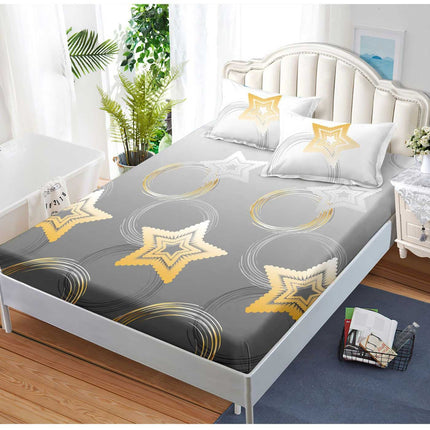 Husă de pat cu elastic din Bumbac Finet + 2 Fețe de Pernă, 180x200, Cod: DRM24