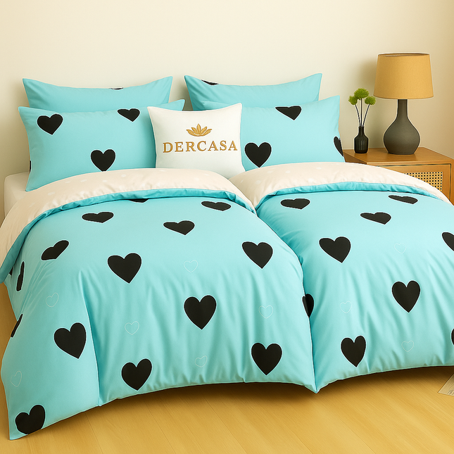 Set lenjerie pat – bumbac satinat, 7 piese, 2 huse pilotă, Cod: 7PS19