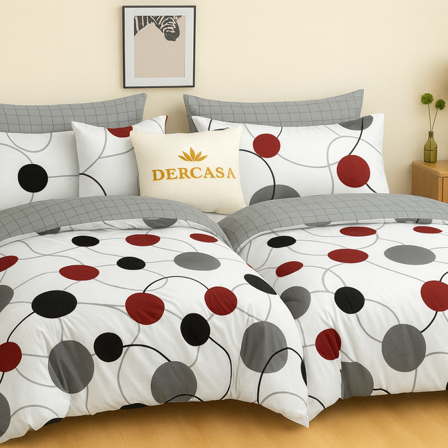 Set lenjerie pat – bumbac satinat, 7 piese, 2 huse pilotă, Cod: 7PS21