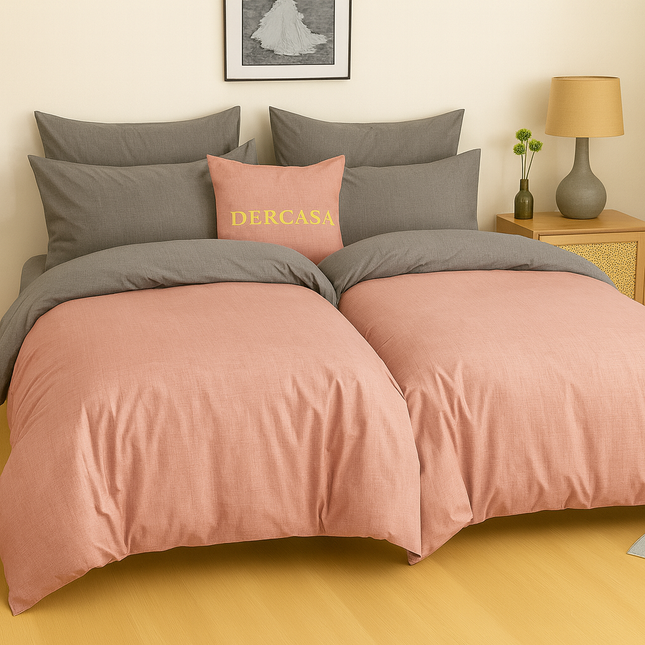 Set lenjerie pat – bumbac satinat, 7 piese, 2 huse pilotă, Cod: 7PS25