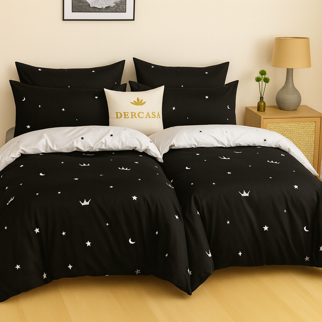 Set lenjerie pat – bumbac satinat, 7 piese, 2 huse pilotă, Cod: 7PS26