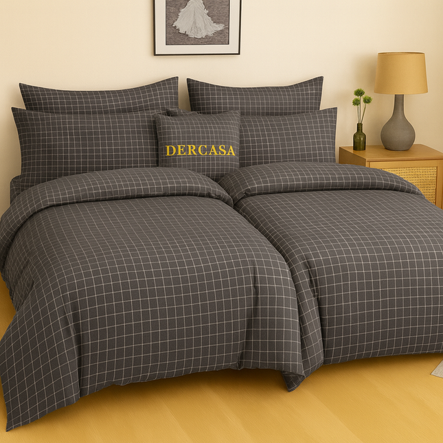 Set lenjerie pat – bumbac satinat, 7 piese, 2 huse pilotă, Cod: 7PS29