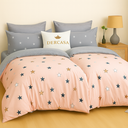 Set lenjerie pat – bumbac satinat, 7 piese, 2 huse pilotă, Cod: 7PS30