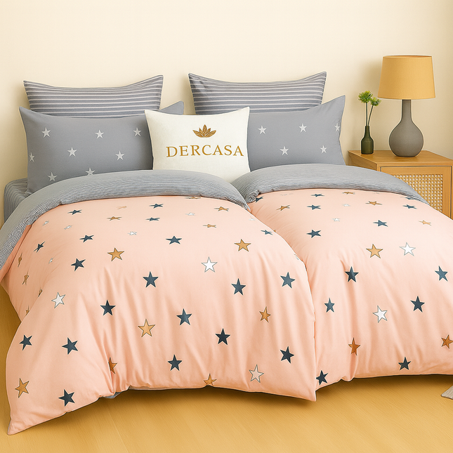 Set lenjerie pat – bumbac satinat, 7 piese, 2 huse pilotă, Cod: 7PS30