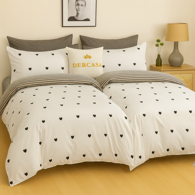 Set lenjerie pat – bumbac satinat, 7 piese, 2 huse pilotă, Cod: 7PS32