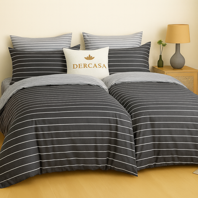 Set lenjerie pat – bumbac satinat, 7 piese, 2 huse pilotă, Cod: 7PS33