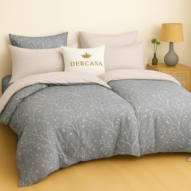 Set lenjerie pat – bumbac satinat, 7 piese, 2 huse pilotă, Cod: 7PS34