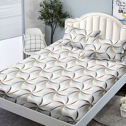 Husă de pat cu elastic din Bumbac Finet + 2 Fețe de Pernă, 160x200, Cod: DRM61