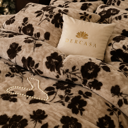 Set de Lux din blană de iepure artificială, 6 piese, cearșaf cu elastic Cod: BYE51