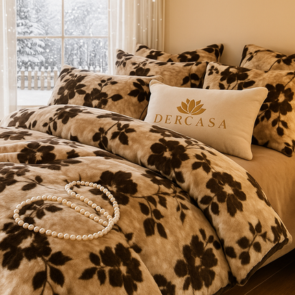 Set de Lux din blană de iepure artificială, 6 piese, cearșaf cu elastic Cod: BYE51