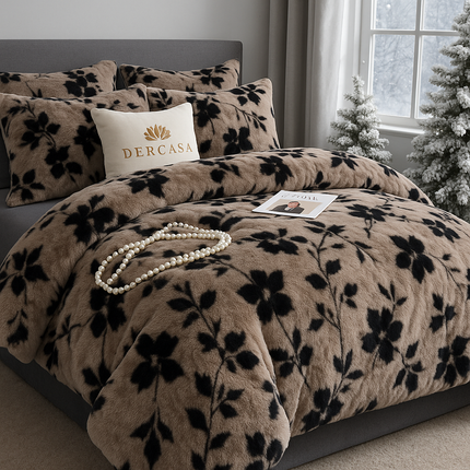 Set de Lux din blană de iepure artificială, 6 piese, cearșaf cu elastic Cod: BYE58