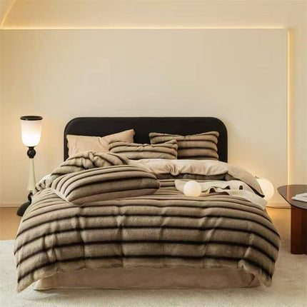 Set de Lux din blană de iepure artificială, 4 piese, husa cu elastic, Cod: BY16