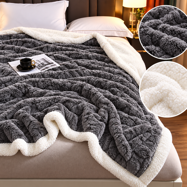 Pătură Pufoasă Premium 200x230 cm – Blăniță Artificială de Iepure, cod: EXP38
