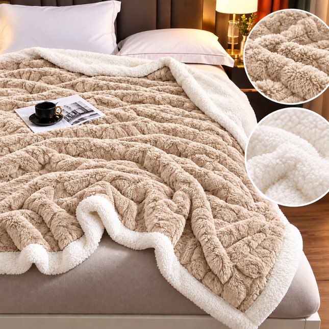 Pătură Pufoasă Premium 200x230 cm – Blăniță Artificială de Iepure, cod: EXP31