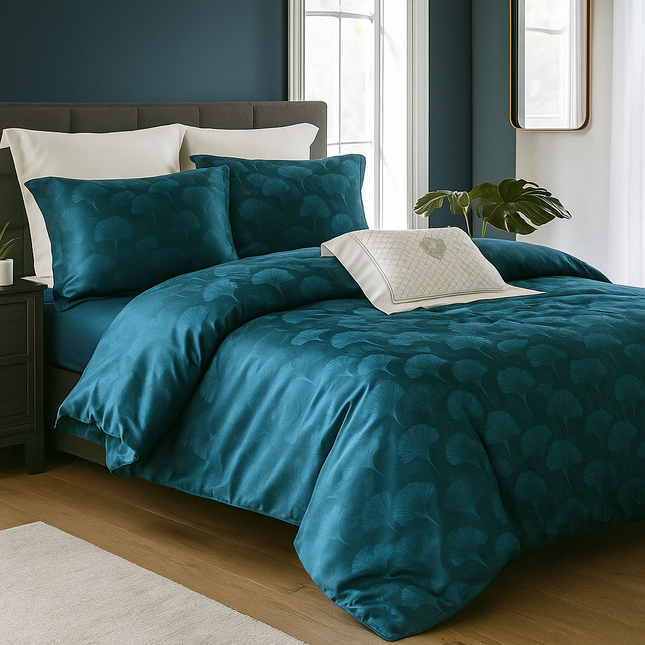 Set lenjerie de Lux jacquard, 4 piese, pat 2 persoane, cearșaf cu elastic Cod: JQC3