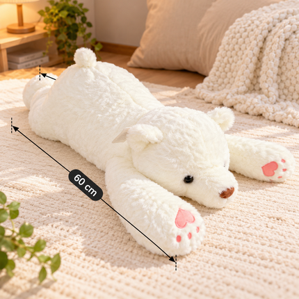 Pernă pluș Urs Polar 60 cm – ursuleț mare, moale și pufos