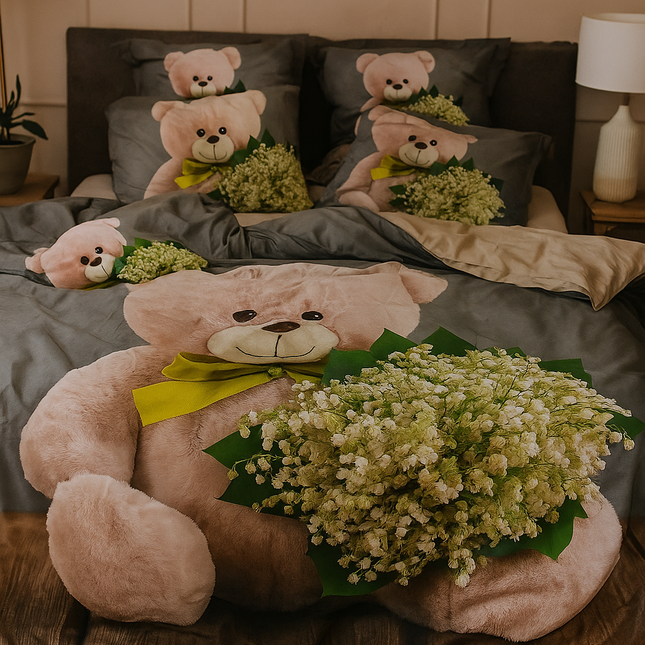Lenjerie de pat din Bumbac finet 6 PIESE(IMPRIMEU EXACT CA ÎN POZĂ) COD: FY508
