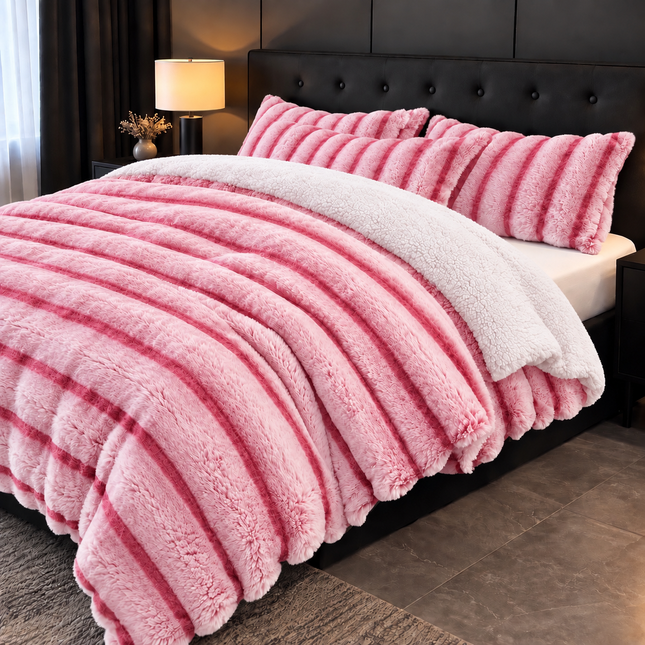 Pilotă premium din blăniță tip iepure, 200 × 230 cm + 2 fețe de pernă, Cod: BPR12