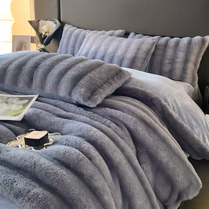 Set de Lux din blană de iepure artificială, 4 piese, Cod: BYK6