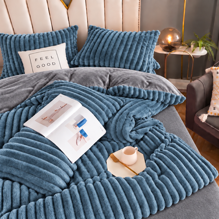 Set de Lux din blană de iepure artificială, 4 piese, Cod: BY92