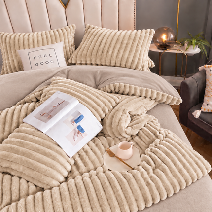 Set de Lux din blană de iepure artificială, 4 piese, Cod: BY93