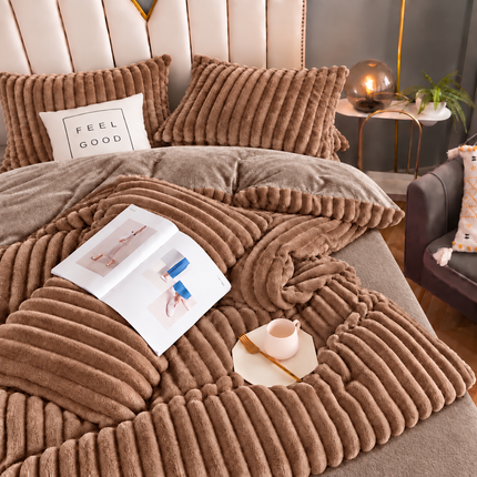 Set de Lux din blană de iepure artificială, 4 piese, Cod: BY94