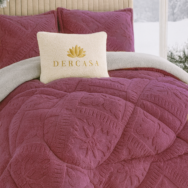 Pilotă Cocolino moale și călduroasă, 200x230 cm, 3 piese, violet închis, Cod: MRYN28