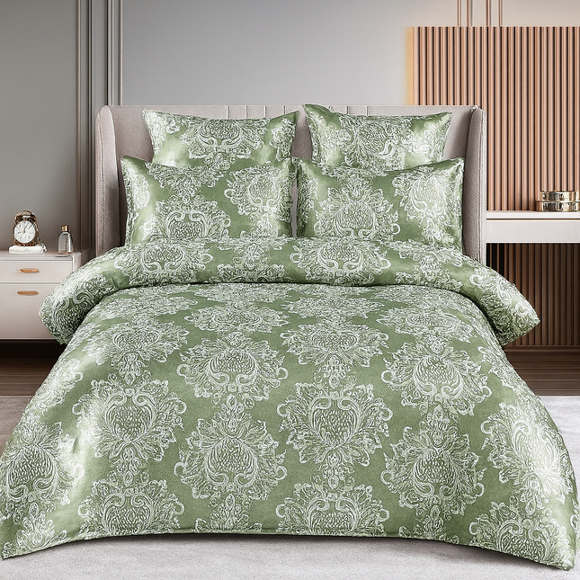 Set lenjerie de pat cu elastic, bumbac tip jacquard, 6 piese, pat 2 persoane Cod: JQJ7