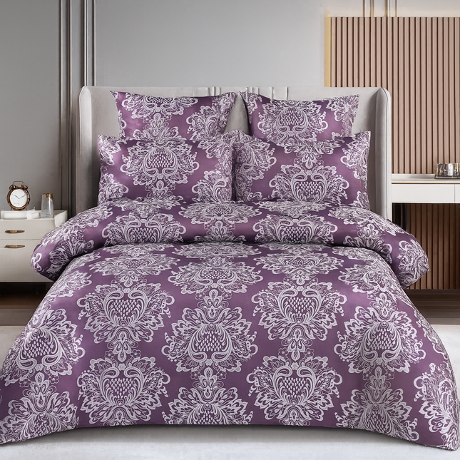 Set lenjerie de pat cu elastic, bumbac tip jacquard, 6 piese, pat 2 persoane Cod: JQJ9