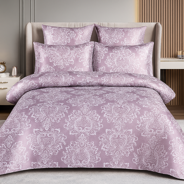 Set lenjerie de pat cu elastic, bumbac tip jacquard, 6 piese, pat 2 persoane Cod: JQJ8