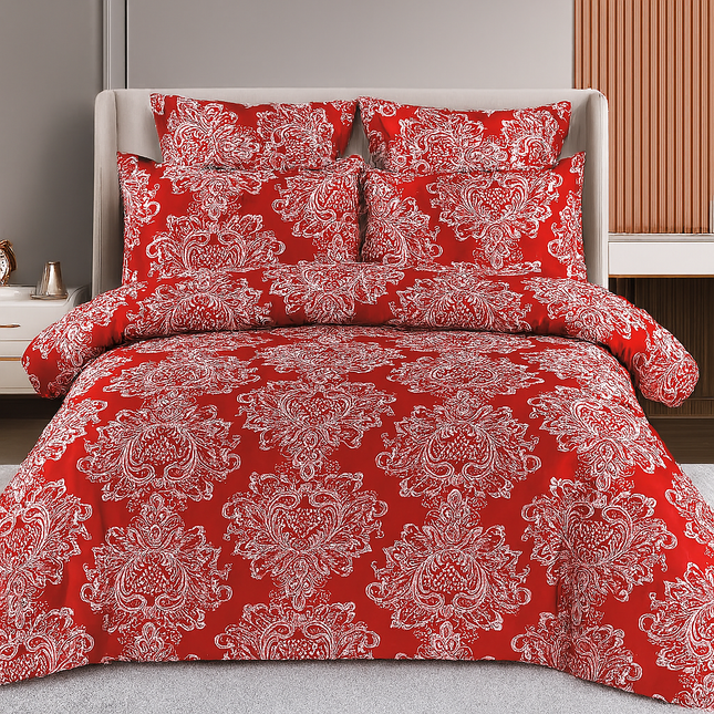 Set lenjerie de pat cu elastic, bumbac tip jacquard, 6 piese, pat 2 persoane Cod: JQJ2