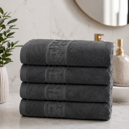 Set de 4 prosoape din bumbac 100% cu putere mare de absortie Dark Grey– 50 x 90 cm Elegance