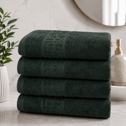 Set de 4 prosoape din bumbac 100% cu putere mare de absortie Deep Green– 50 x 90 cm Elegance