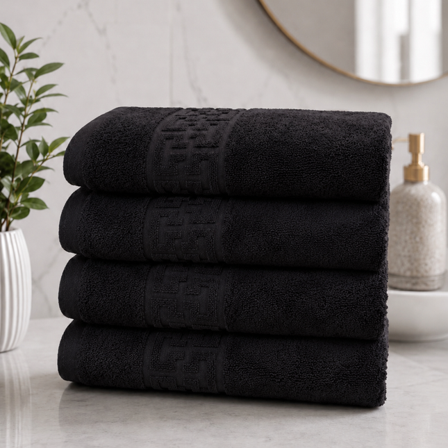 Set de 4 prosoape din bumbac 100% cu putere mare de absortie Black– 50 x 90 cm Elegance