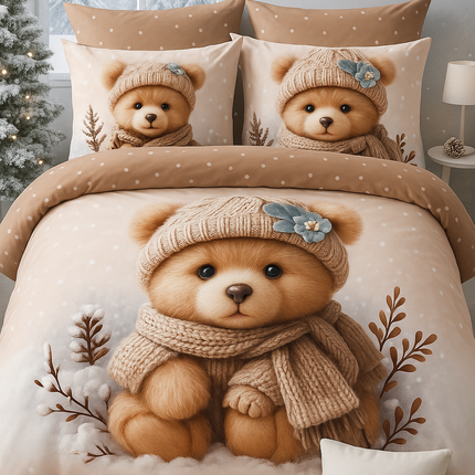 Lenjerie Premium cu efect panoramic 5D, cearșaf cu elastic, Cod: CDC-27